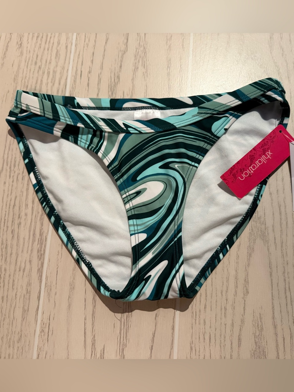Xhilaration Green Swirl Bikini Bottom Size XS Y2K Swim NWT